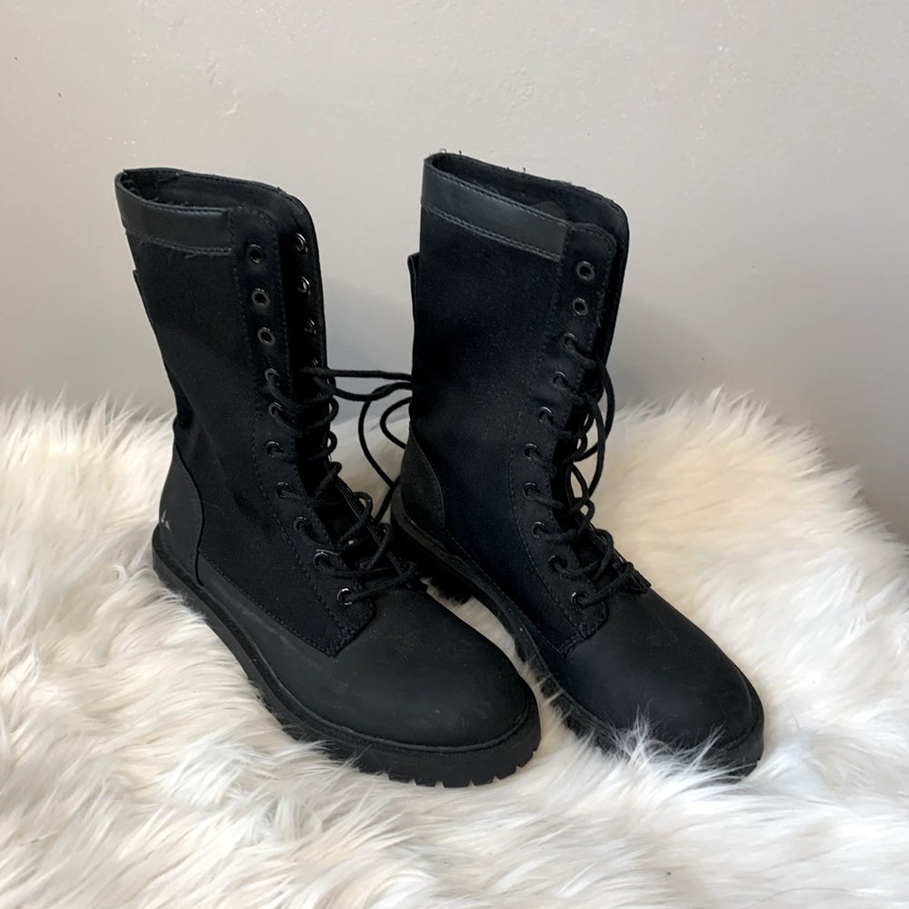 Zara Black Tall Lace Up Combat Boots